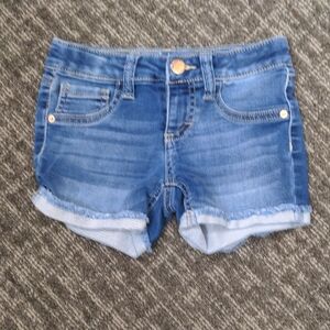 Blue Denim Cut-Off Shorts with Distressed Hem